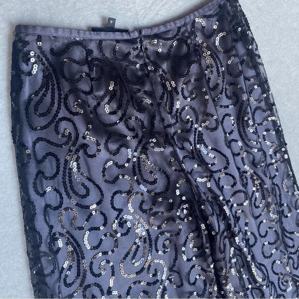 David Meister Women's Sequin Wide-Leg Pants Black Size 4 Party/Cocktail - Image 4