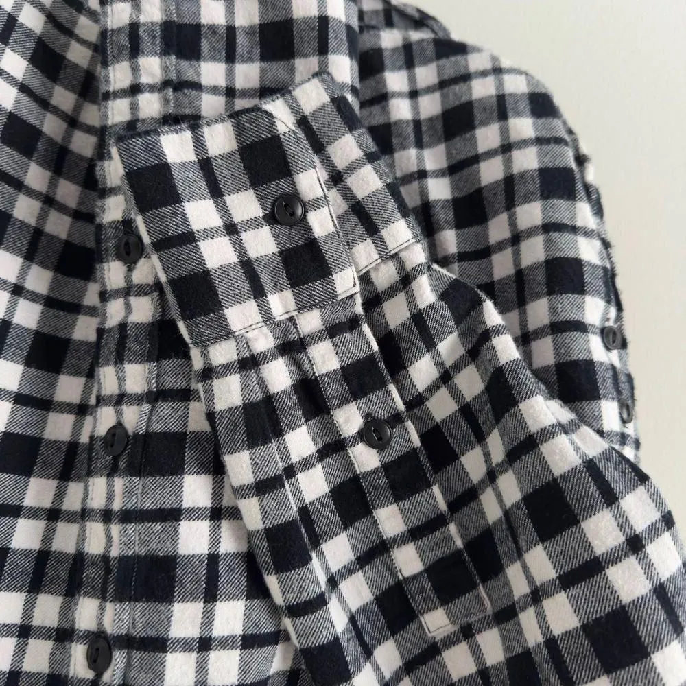 Madewell 100% Cotton Plaid Flannel Shirt Button Down Collar Long Sleeve Fall M - Image 5