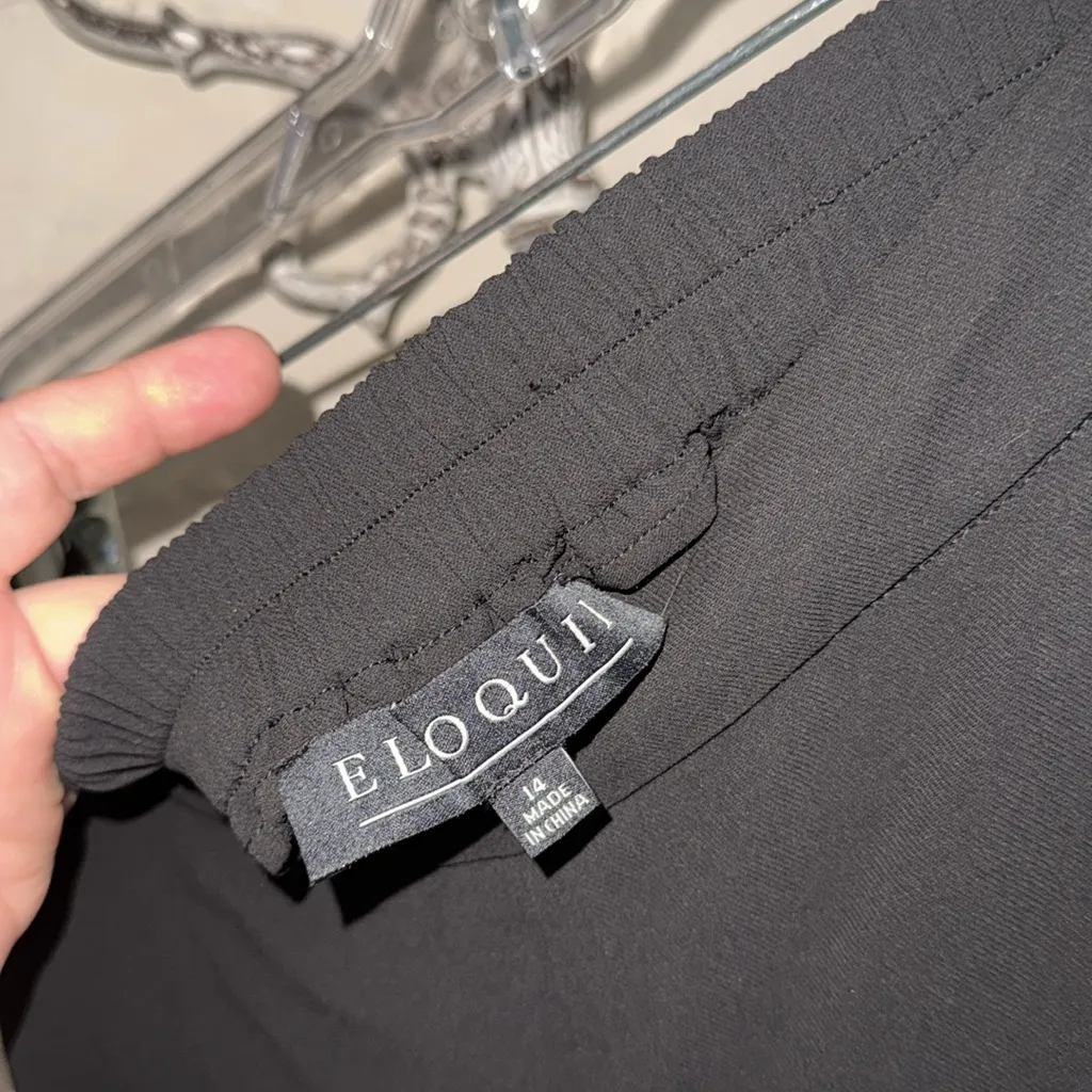 ELOQUII pants Wide Leg Dress pull on elastic waistband in Black 14 NEW wide - Image 4