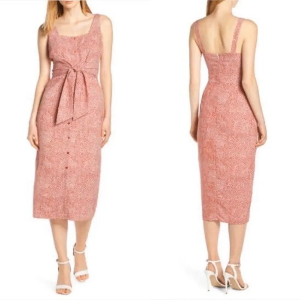 Chelsea28 Red & White Tie Front Midi Dress, Size L NWT $129.00 - Image 7