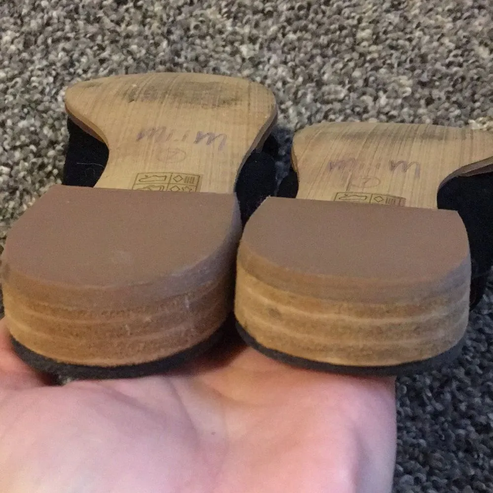 Mi.iM Black and Grey Leather Suede Pointed Toe Flat Size 7 Black - Image 6