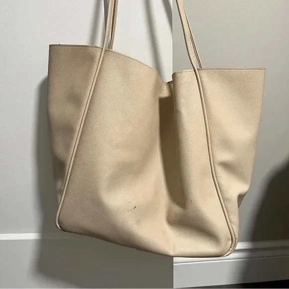 H&M Clay Large Tote Bag Top Handles Blush Pink Lining Work Bag Never Full - Image 4