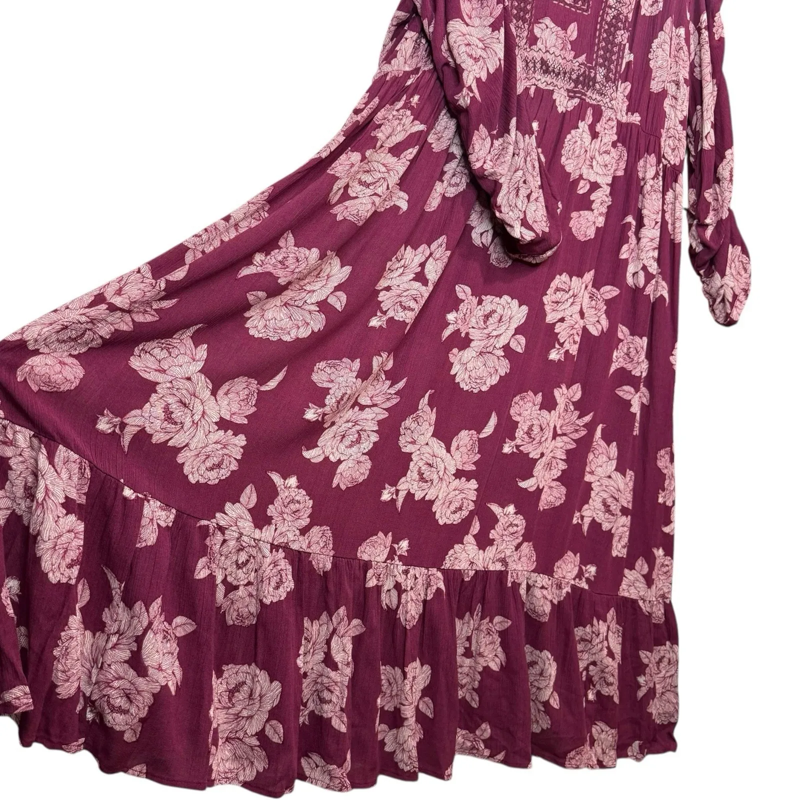 NWT Nurture By Westbound Woman Floral‎ Maxi Boho Dress Long Sleeves Women's 3X Purple - Image 4
