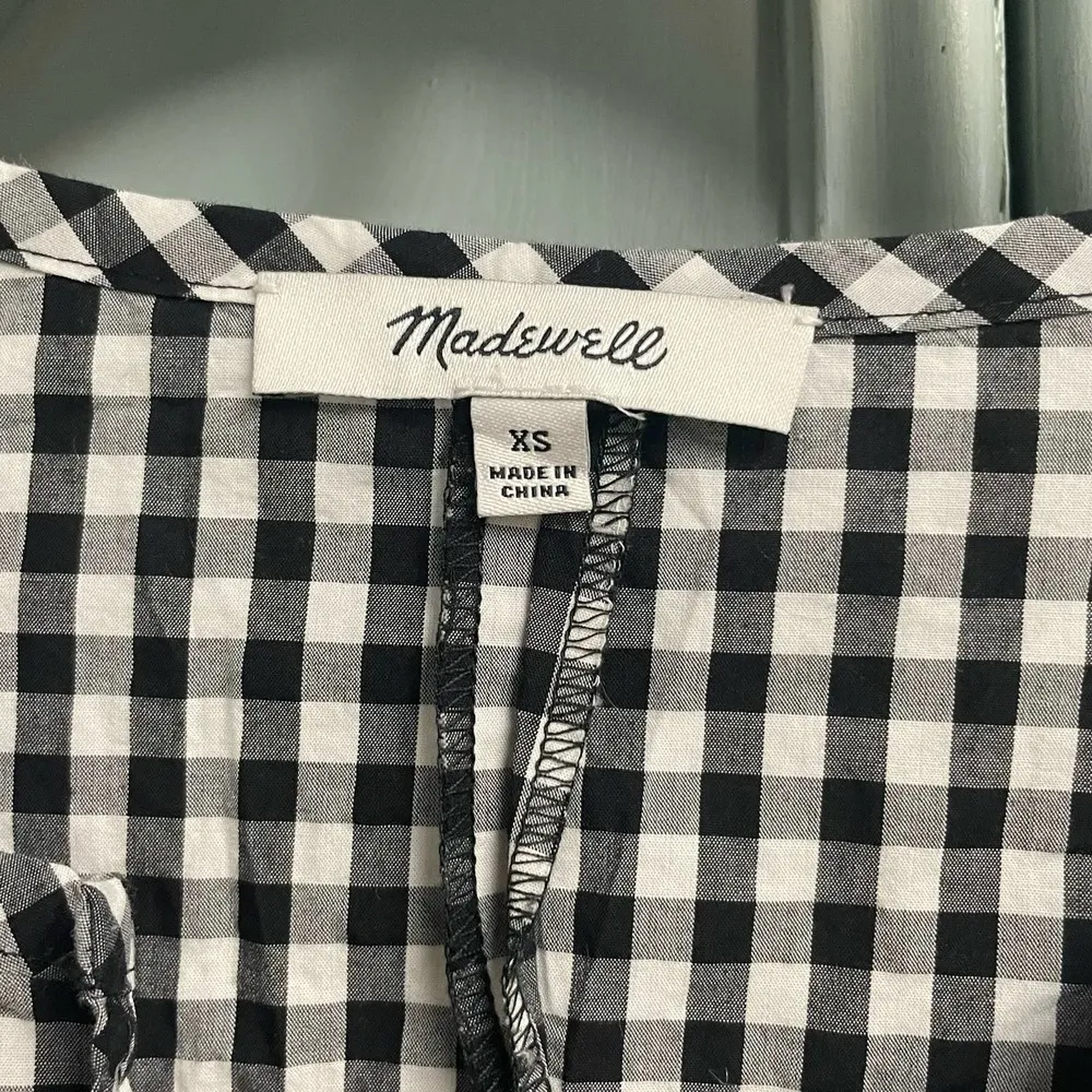 Madewell Black White top size XS Plaid - Image 3