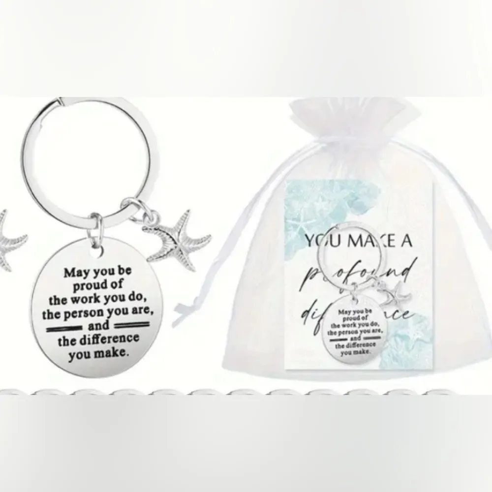 INSPIRATIONAL STARFISH YOU MAKE A PROFOUND DIFFERENCE KEYCHAIN IN MESH BAG - Image 5