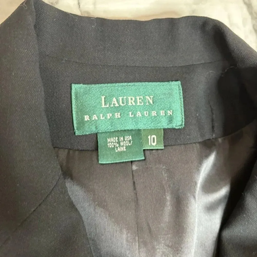 Lauren Ralph Lauren 100% Wool Blazer Button front Black size 10 - Image 8