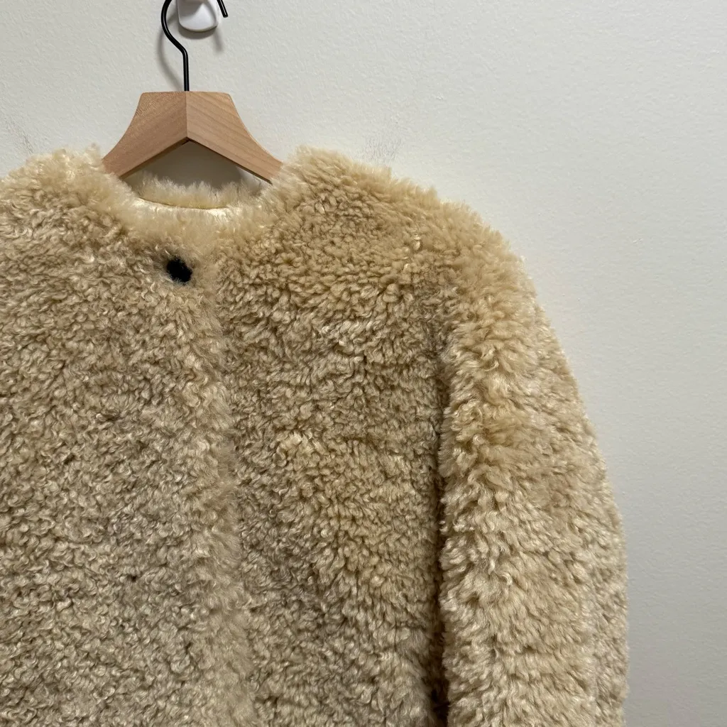 Rag & Bone Sabrina faux fur coat cropped shearling jacket beige glam winter cute - Image 9