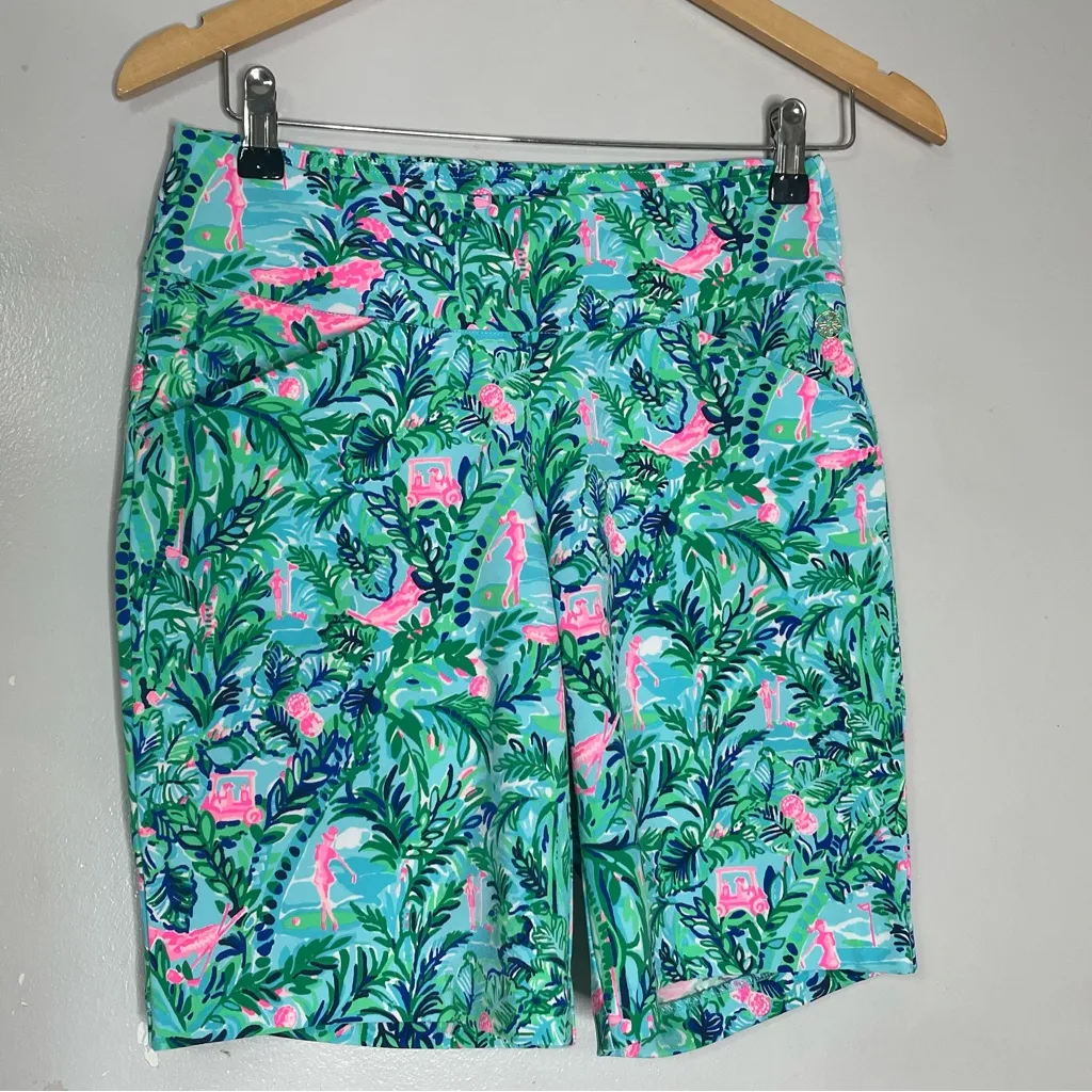 Lilly Pulitzer Luxletic Reid Short UPF 50+ Blue Horizon Par Fection‎ Golf 0 - Image 5