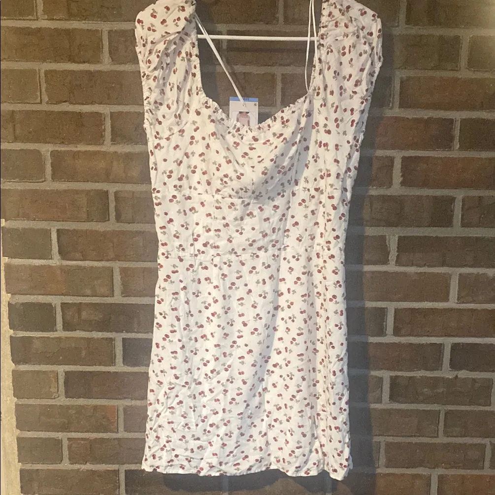 Aeropostale White and Red Cherry Print Mini Dress - Image 2