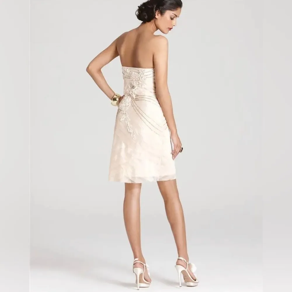 Sue Wong NWT Strapless Pleated Organza Embellished Cocktail Dress Size 2 - Image 2