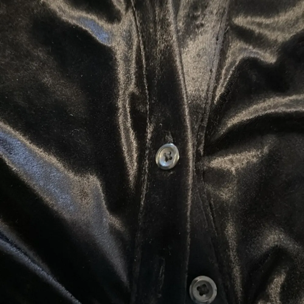 Free People Shayla Velvet Mini Dress in Black Button Up Size Small - Image 10