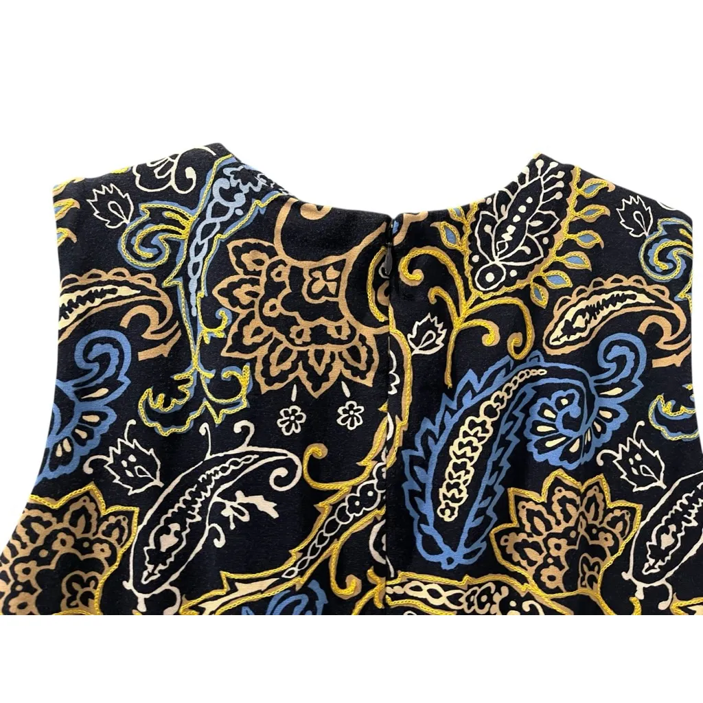 J. McLaughlin Embroidered Paisley Sleeveless Floral Sheath Dress Size Large $228 Blue - Image 7
