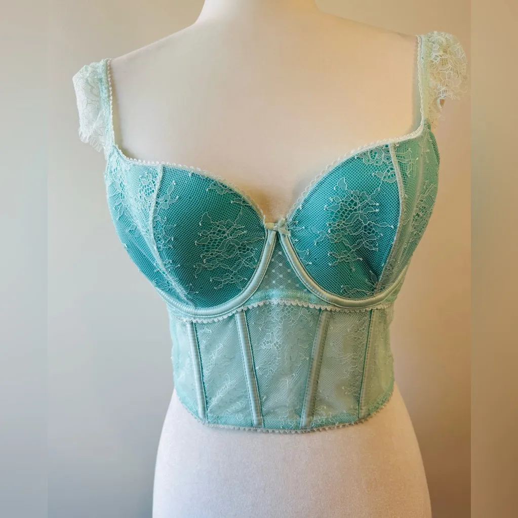 Victoria's Secret Dream Angels Lace Cap-Sleeve Corset Bra Top Mint Size L NWT - Image 6