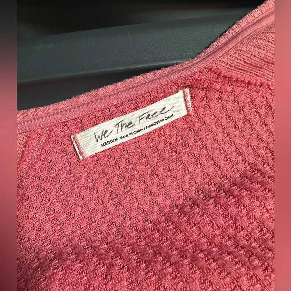 We The Free Free Waffle People Oversized Womens Long Sleeve V-neck Thermal Top M - Image 5