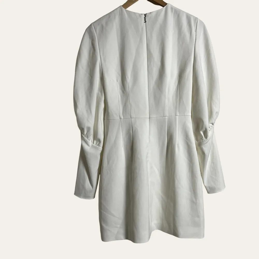 Tibi Florence White Long Puff Sleeve Mini Dress Size 2 - Image 9