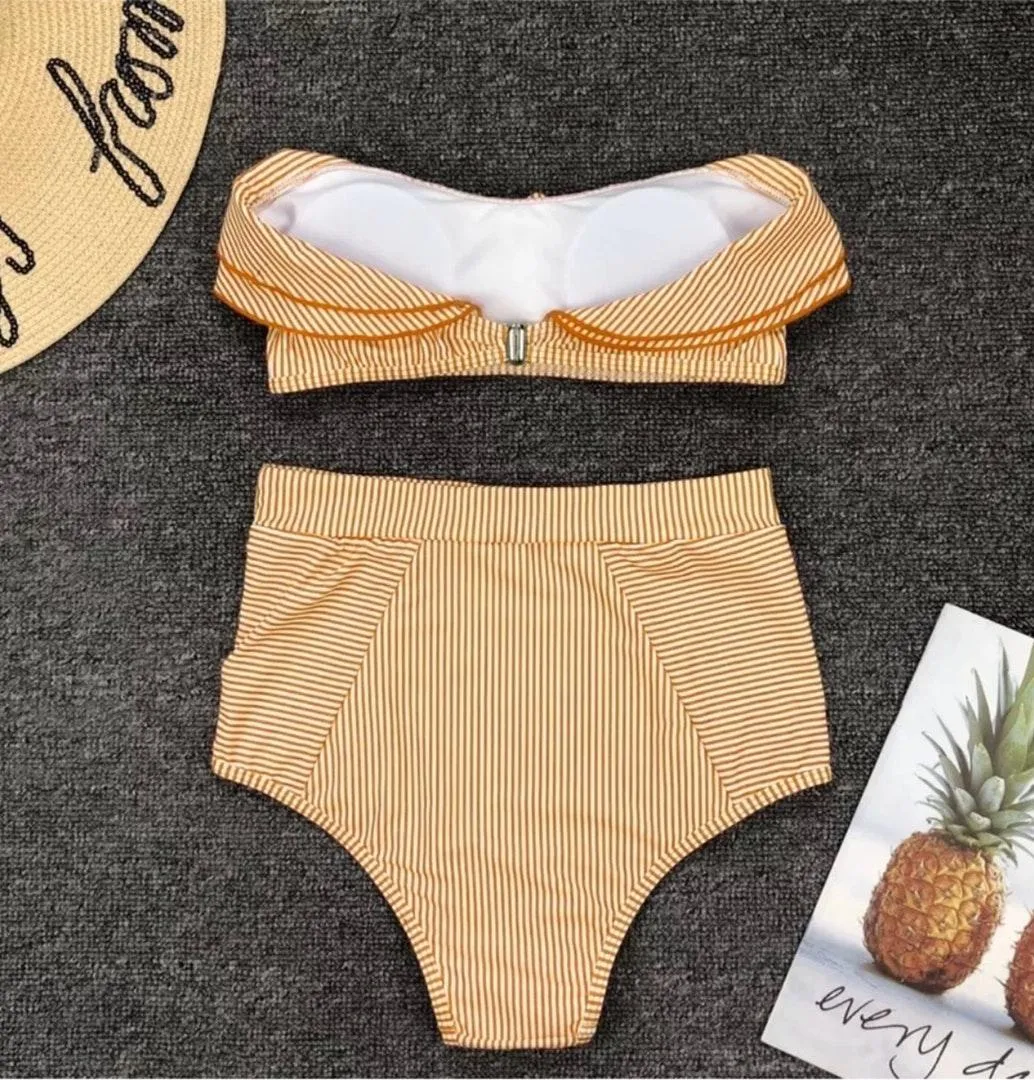 Boutique 341 yellow ruffled high waist swimsuits - Image 3