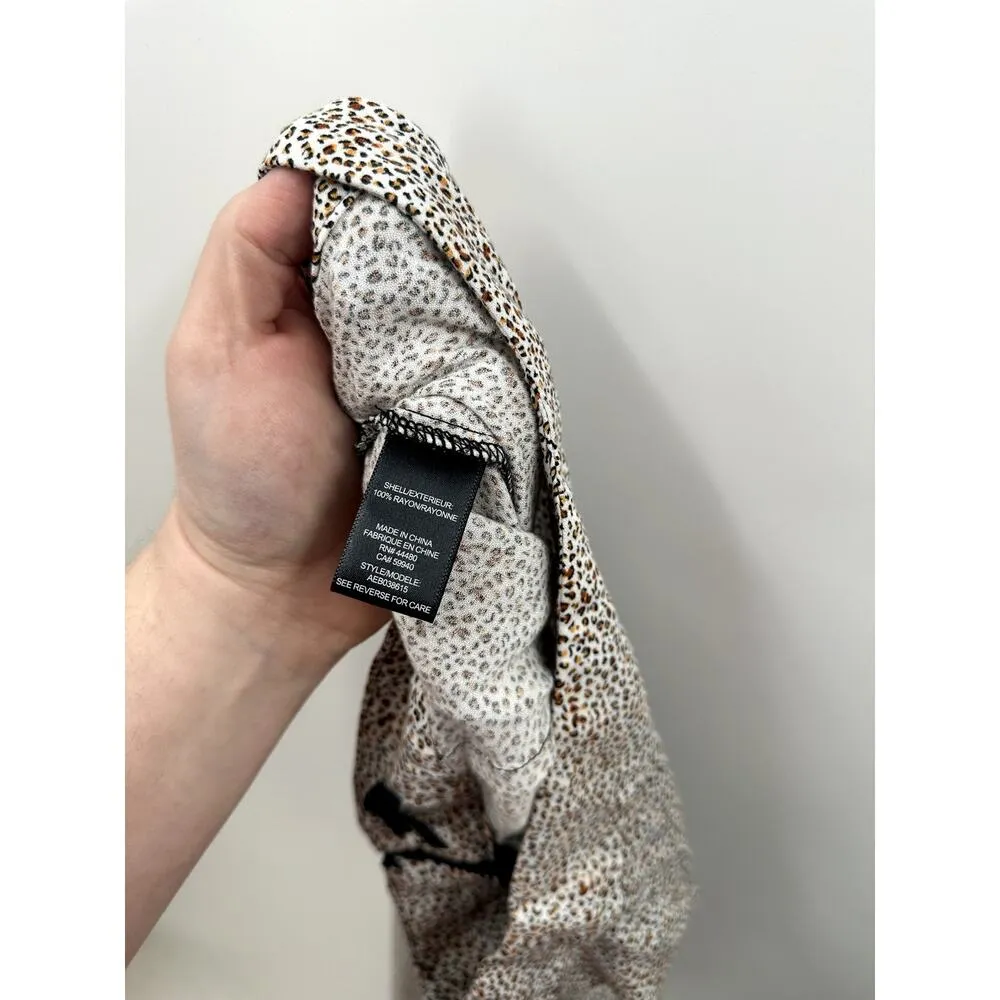 AFRM Leopard Print Wide Leg Pants High Rise Size Large White - Image 7