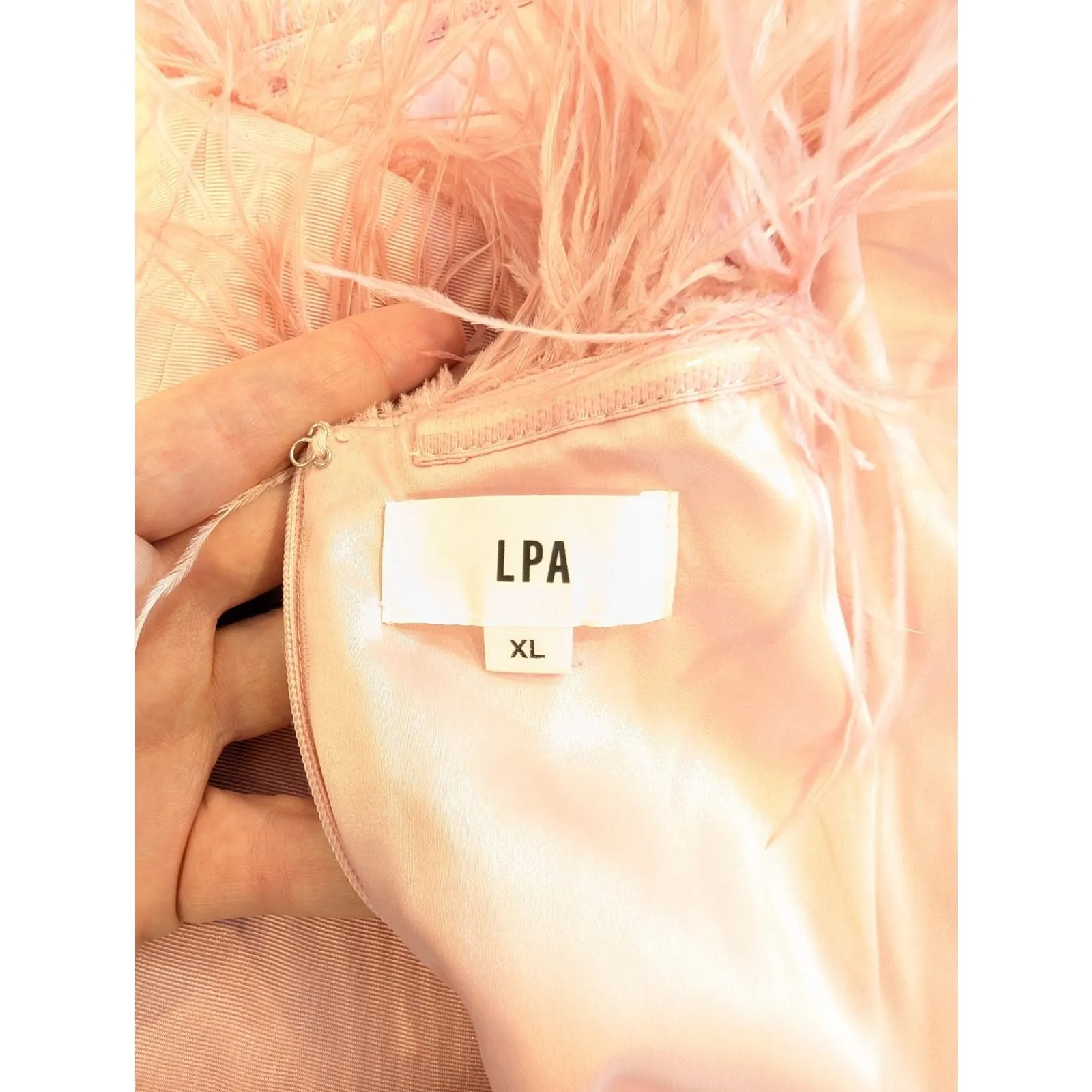 LPA Pink Feather Corset Top Strapless Bustier Tube XL Ostrich Feathers Glam - Image 3