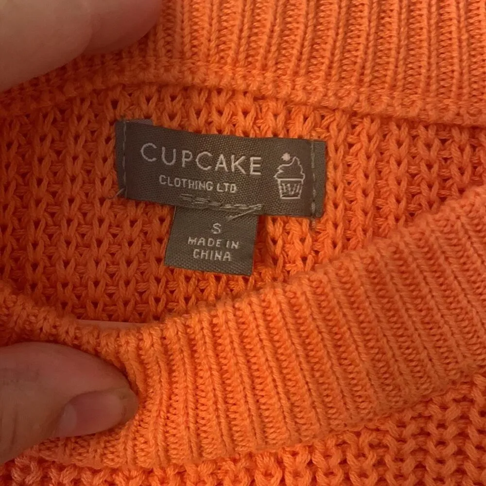 Cupcake Clothing womens small max sunrise colorblock sweater cute bright pink or Orange - Image 3