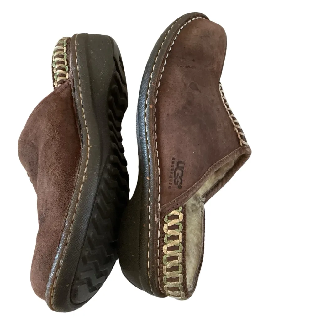 Ugg Kohala brown leather clogs sheepskinn lined size 6 women’s outdoor slippers - Image 5