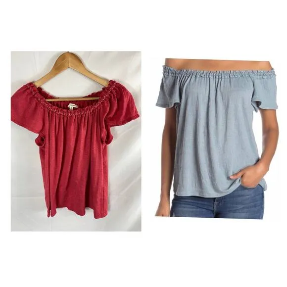 Max Studio Off Shoulder Smocked Top Pink Size Small - Image 2