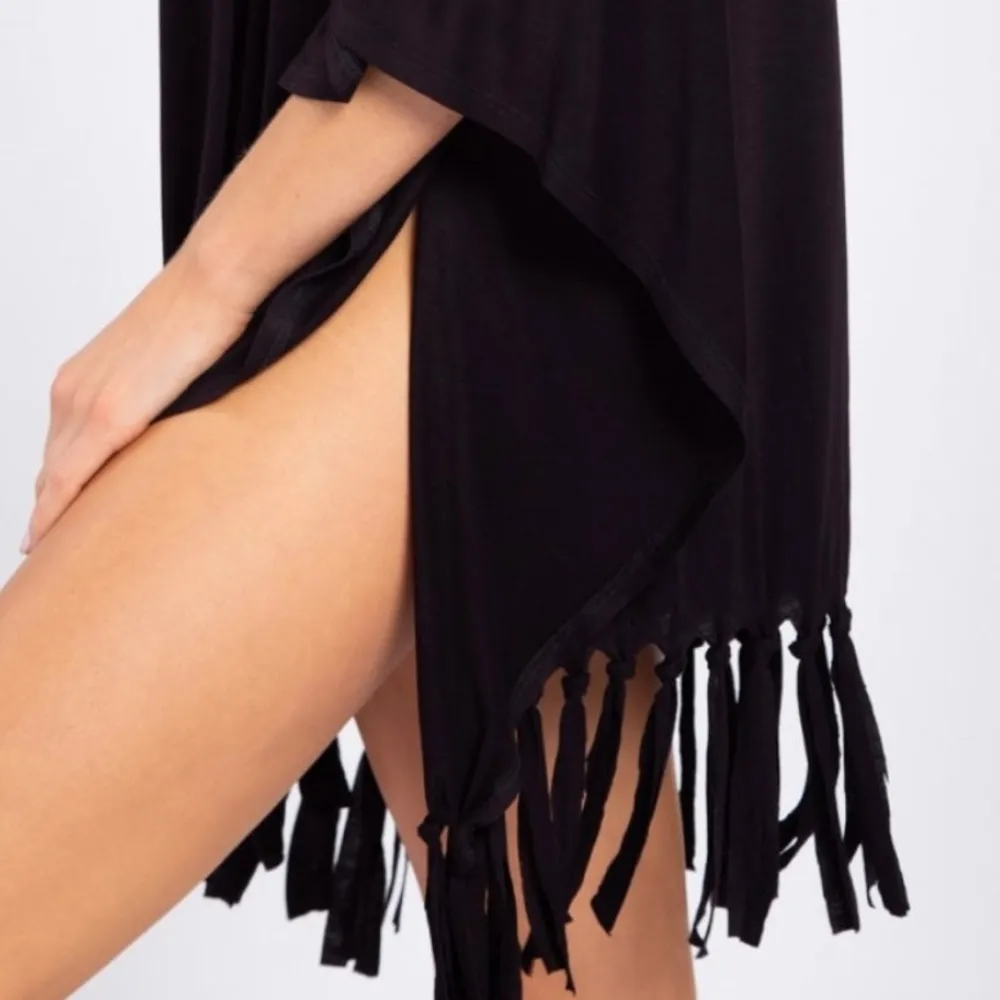 Mono B Black‎ Fringe Swim Coverup Black Size M - Image 3