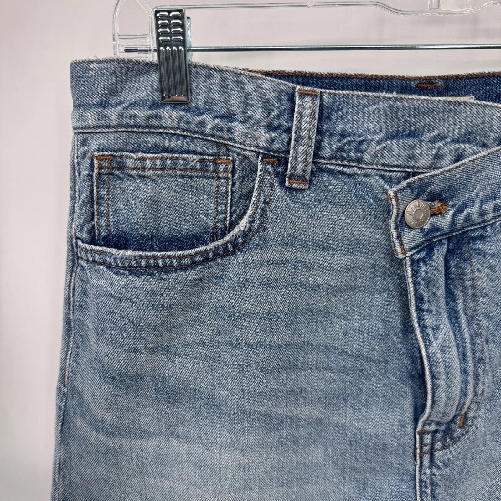 Madewell Crossover Denim Mini‎ Skirt Womens 28 Blue Jean Cotton Cut-off - Image 2