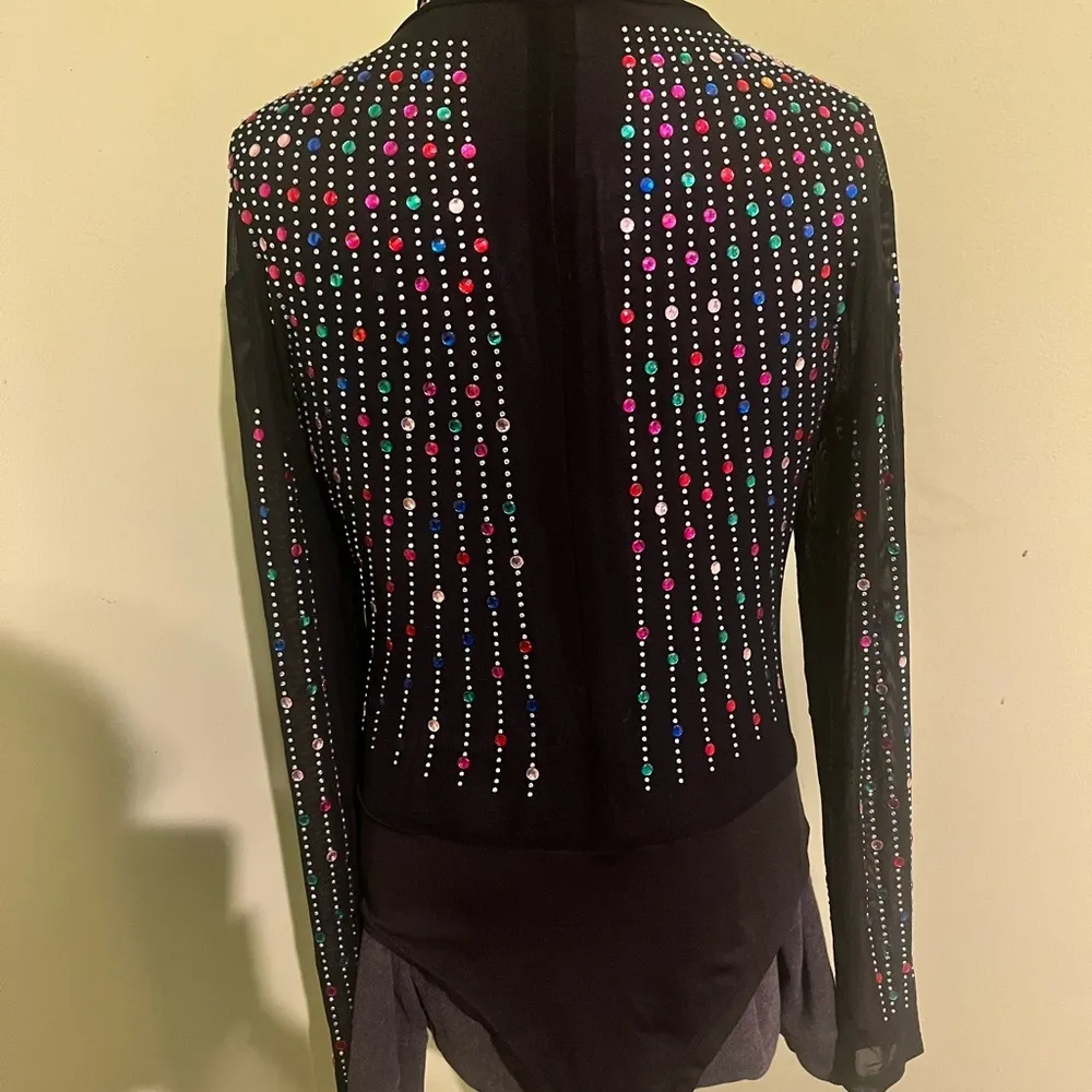 Beaded sequins body suit xlarge see through zip back - Image 4