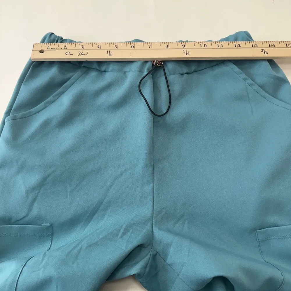 RBX Scrubs Joggers Cargo Pockets Drawstring Athletic Activewear Teal Women Small Green - Image 8