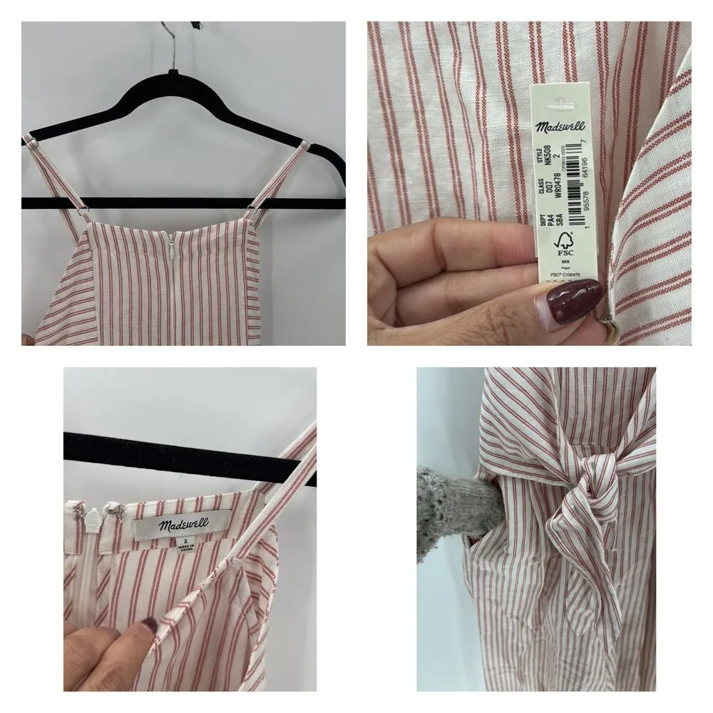 Madewell Cornelia Cami Tie Waist Jumpsuit Salvaged Barn sz 2 linen blend summer - Image 8