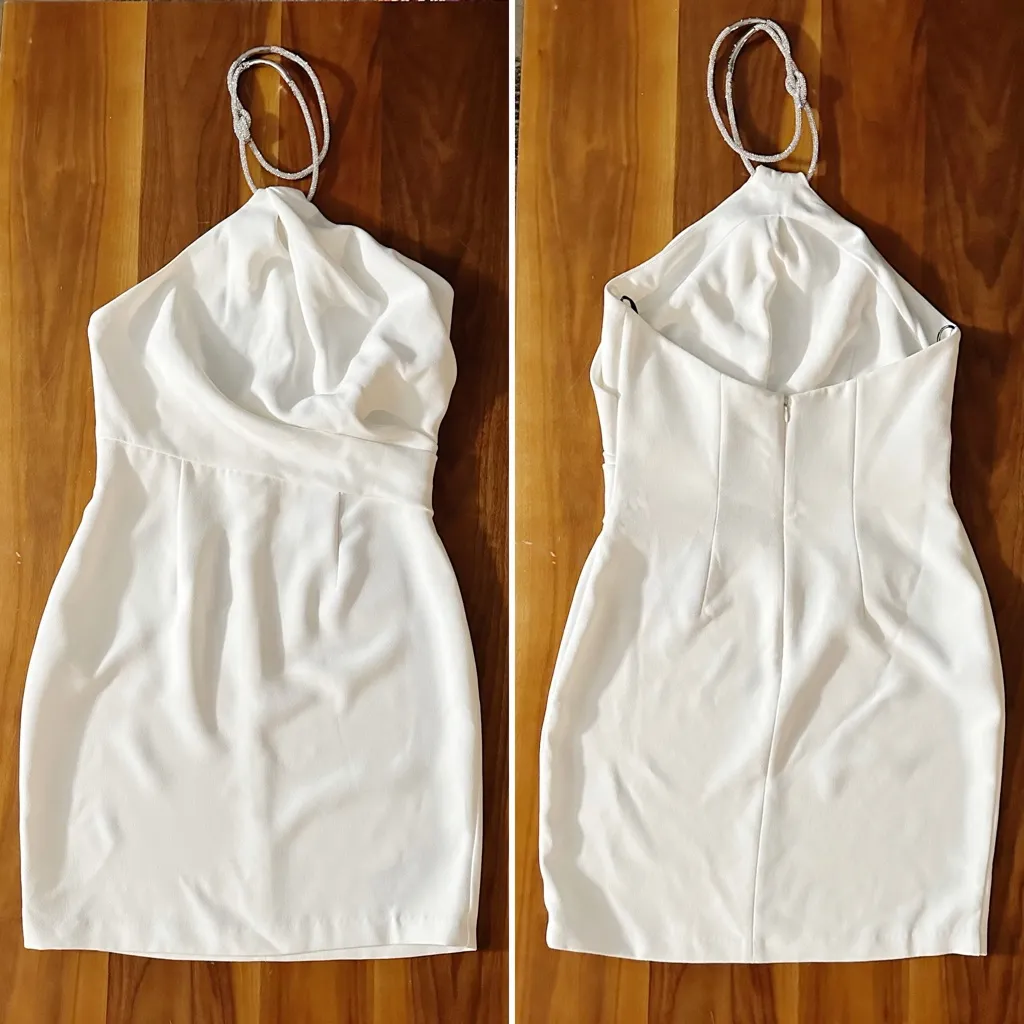 NWT SOLACE LONDON Kami Crystal-Embellished Mini Dress White Size 8 US - Image 6