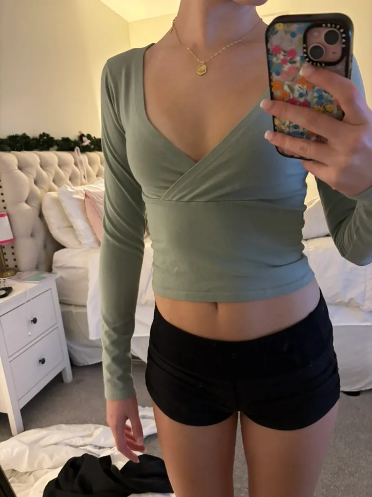 Green Crossover Long Sleeve Top - Image 3