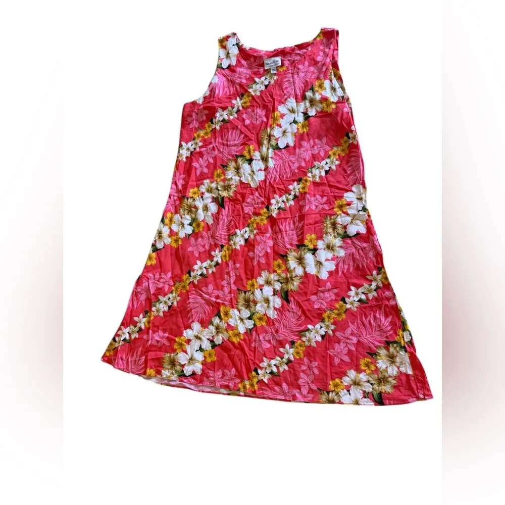 Paradise Bay Hawaiian dress, predominantly red,diagonal stripes pink floral L Red Size L - Image 14