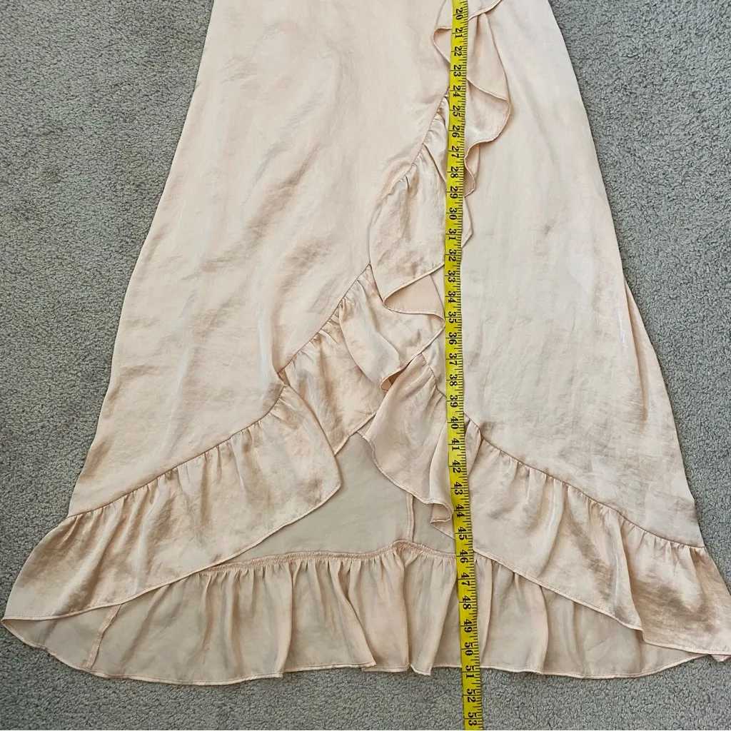 Free People All My Love Satin Wrap Slip‎ Dress Light Sand XS - Image 8