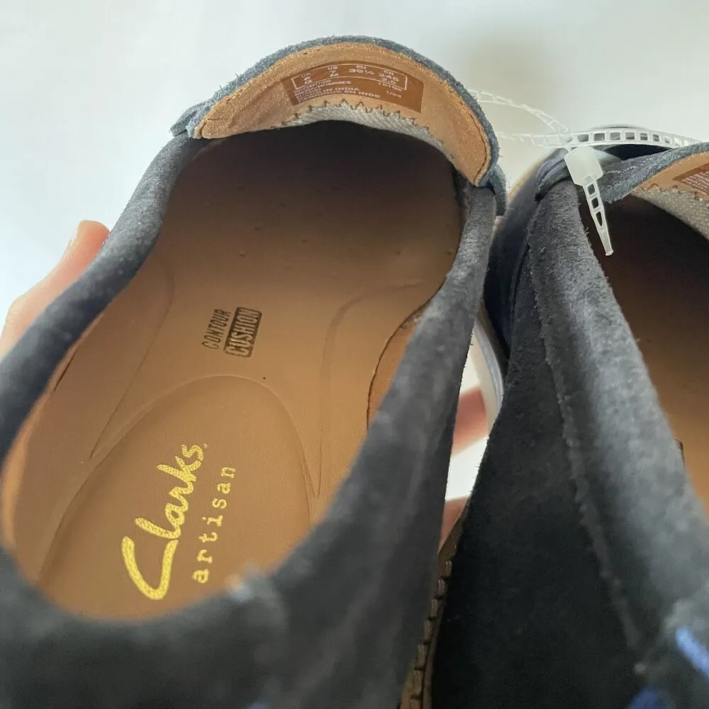 NWT Clarks artisan pull on shoes contour cushion atticus navy suede women's 7M - Image 4