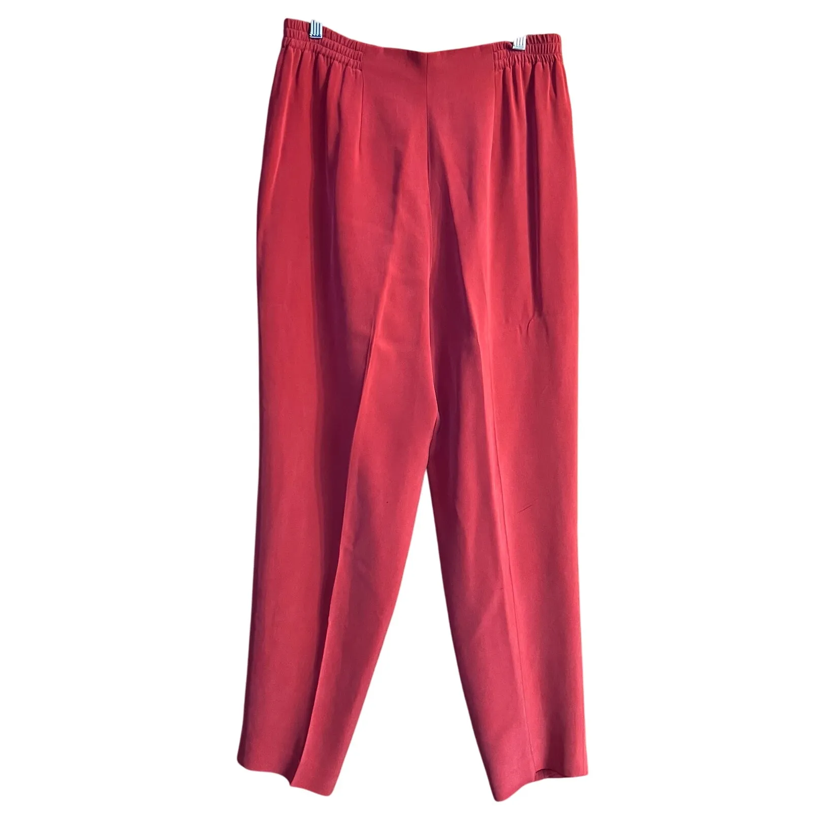 Valerie Stevens 100% Silk Women's Trousers.  Dark Coral. Size 10 - Image 2