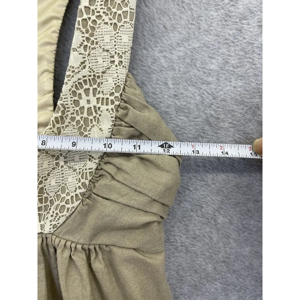 Molly New York Women's Sleeveless Fit & Flare Dress Plunge Size 0 Brown Linen - Image 9