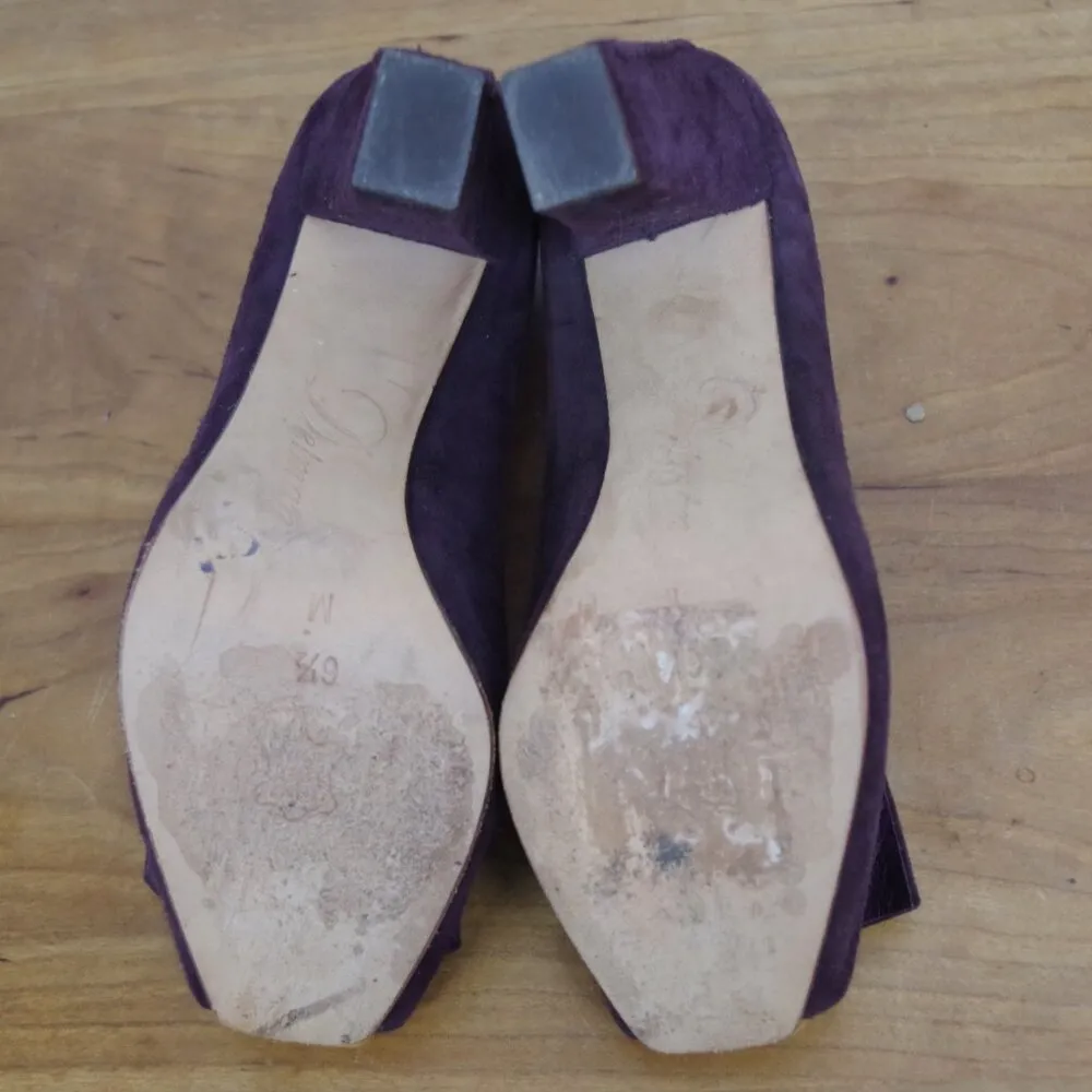 Delman Purple Suede Open Toed Platform Heels Size 6.5 - Image 2