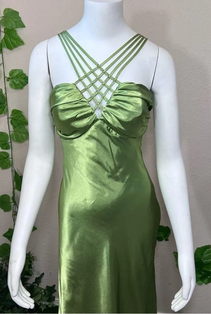 Betsy and Adam Vintage Lime Green Gown - Image 5