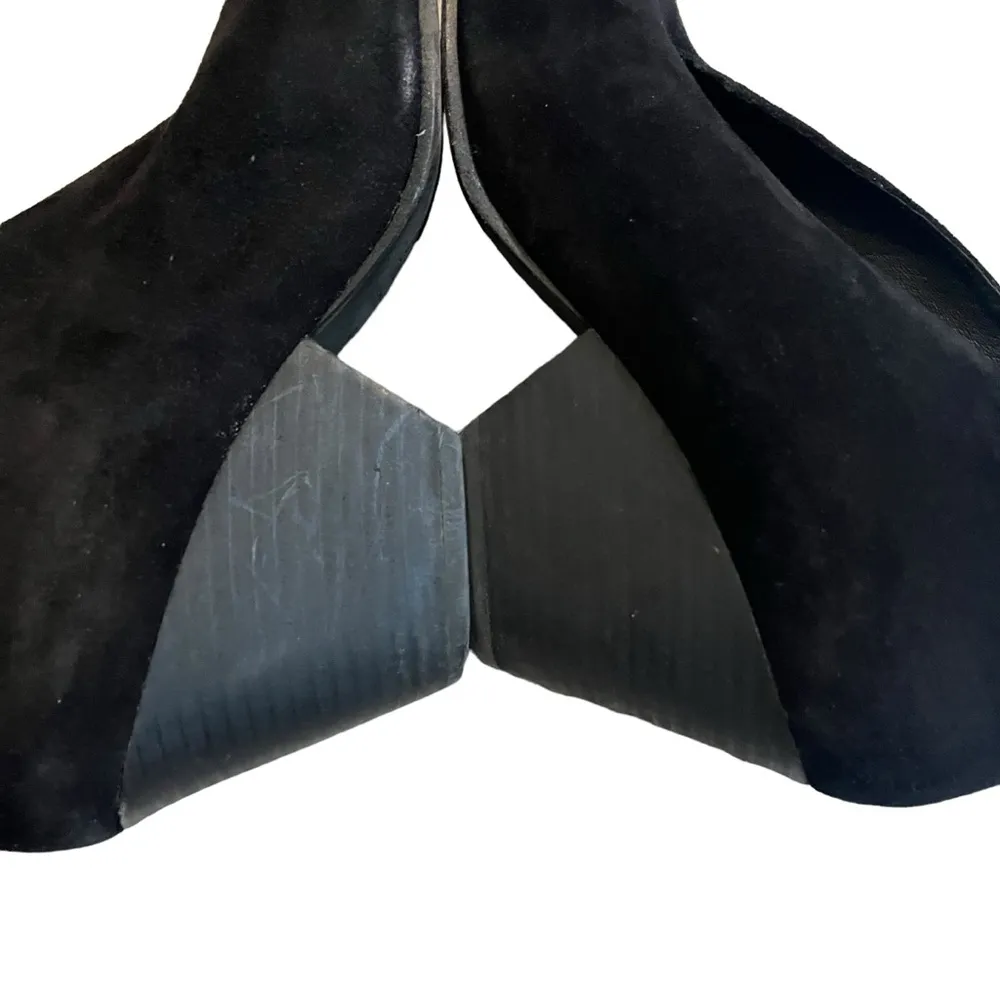 EILEEN FISHER Iman Black Suede Split Front Ankle Boots, Sz 8 - Image 11