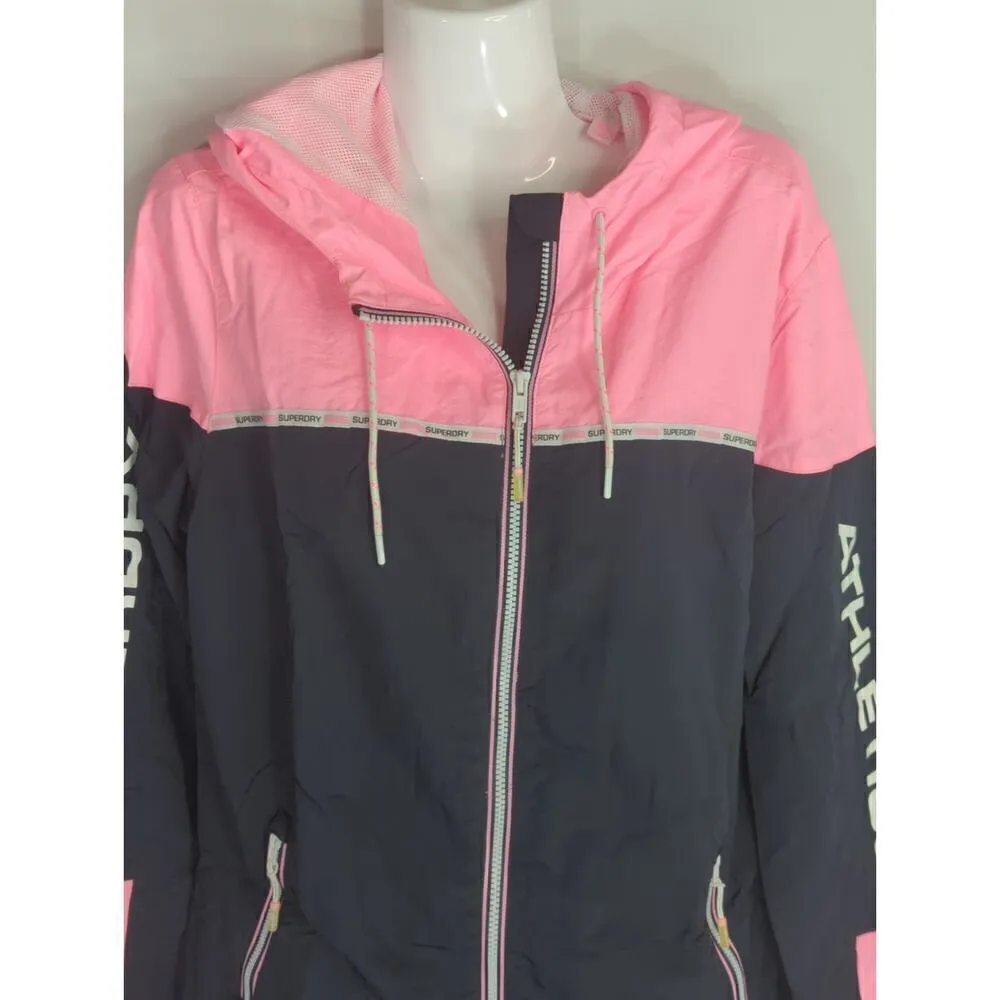 Superdry Colorblock Cagoule Hooded Full Zip Pink Black Women's Size 10 - Image 3