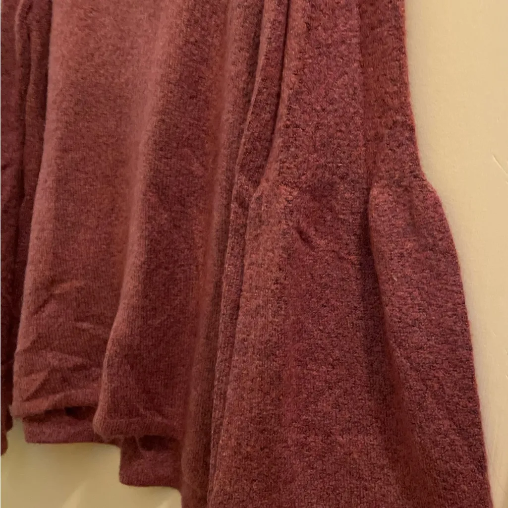 American Eagle Outfitters Bell Sleeve Criss Cross Sweater Burgundy V-Neck Large - Image 6