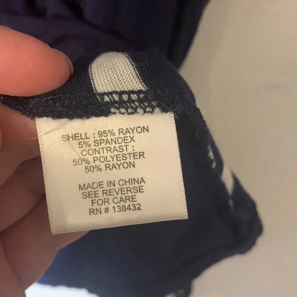 Modcloth womens 1x long sleeve navy blue stripe shirt cowl neck lightweight - Image 7