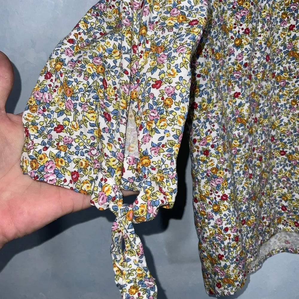 Rose & Thyme Floral Notched Neck 3/4 Tie Sleeves Loose Fit Pullover Blouse XL - Image 3