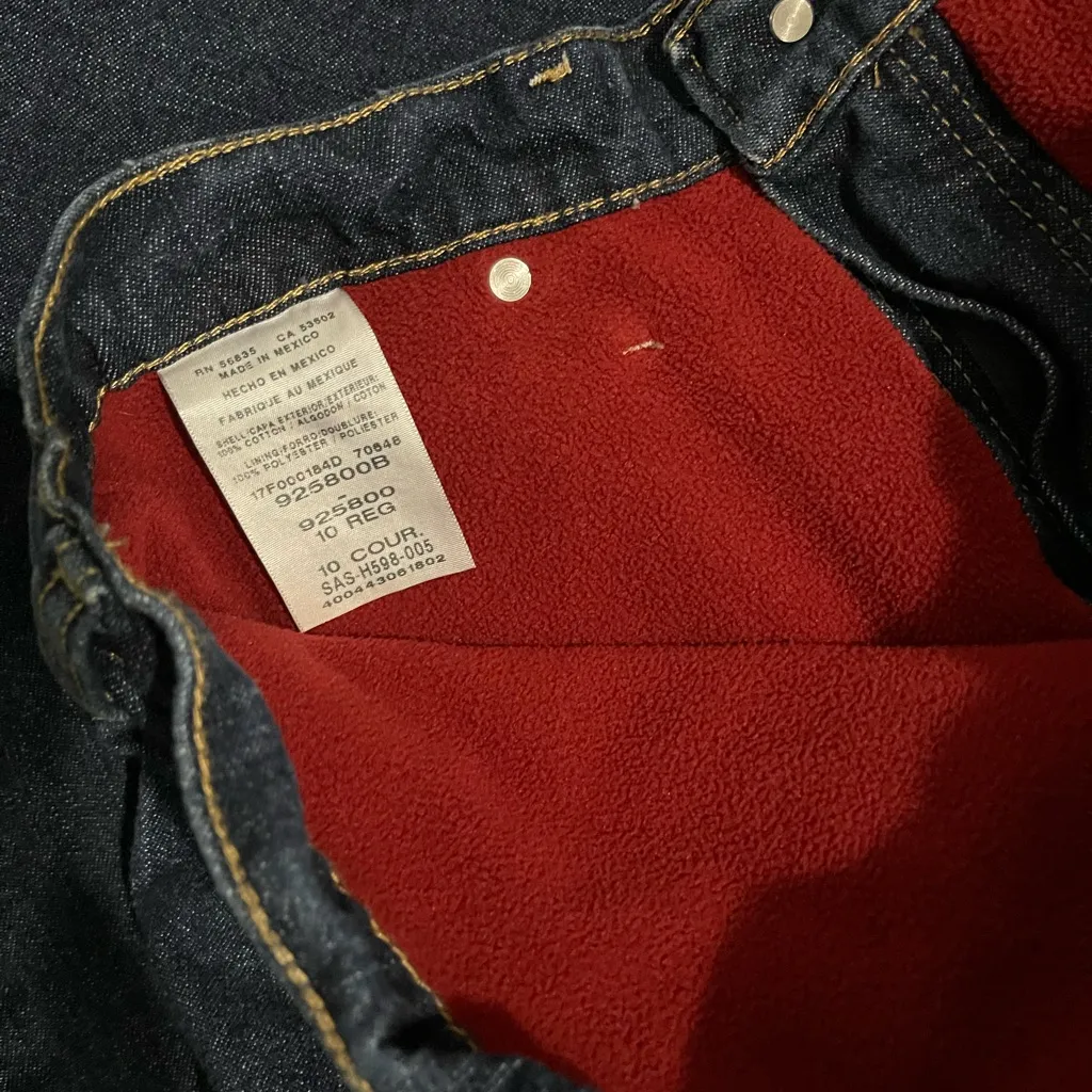 Cabela's Dark Blue Jeans with red Fleece Lining EUC Sz 10 - Image 8