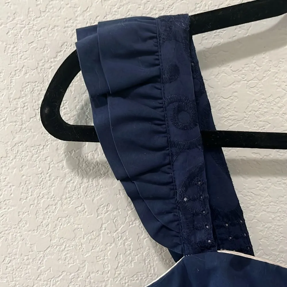 LILLY PULITZER A Dollop of Scallop Eyelet Sarafina Shift Dress, Navy, Size 2 - Image 8