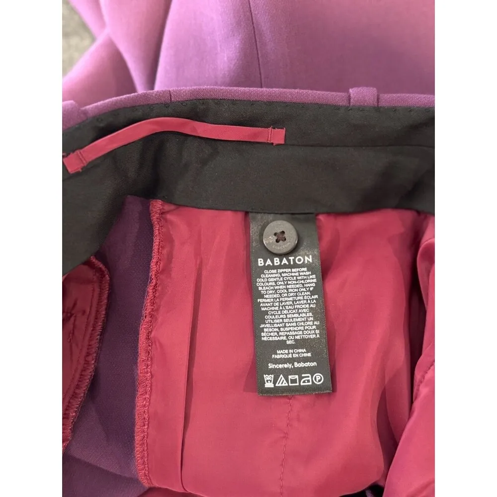 Aritzia Babaton Women Dress Pants Purple Pleated Front Straight High Rise Size 2 - Image 10