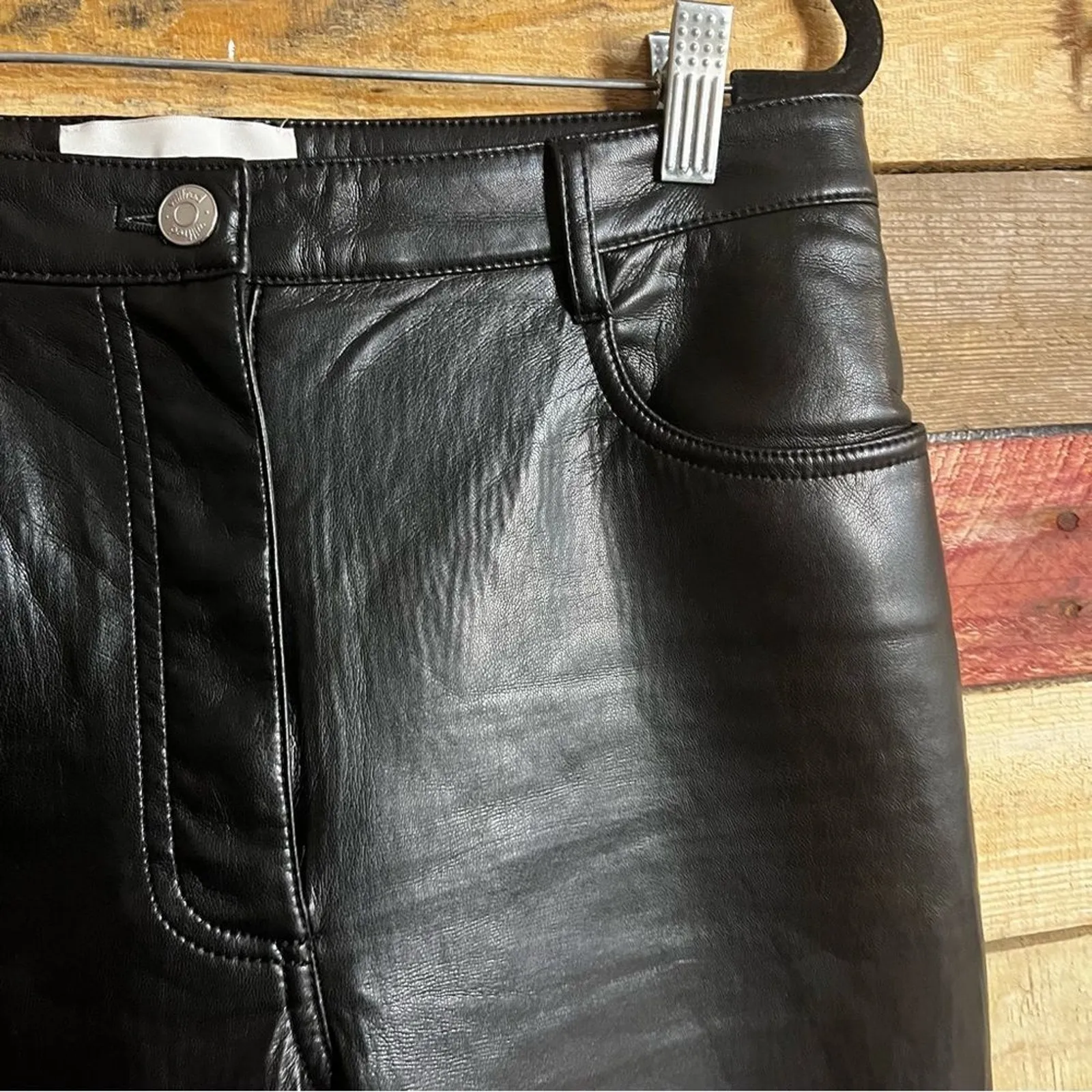 Aritzia‎ Wilfred The Melina Pant Black Vegan Leather Pants Size 8 - Image 6