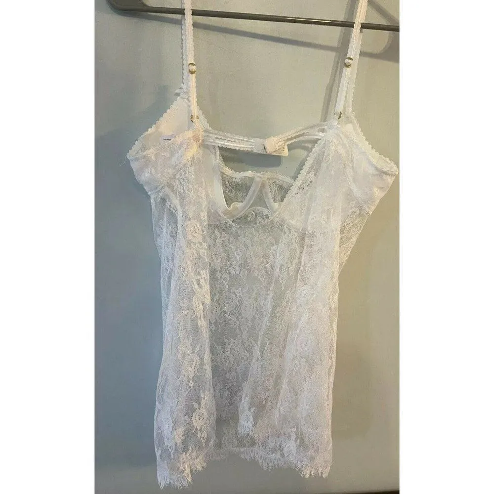 Victoria's Secret White Very Sexy Lace Babydoll Bra Cami Nightie VS Size Large - Image 2