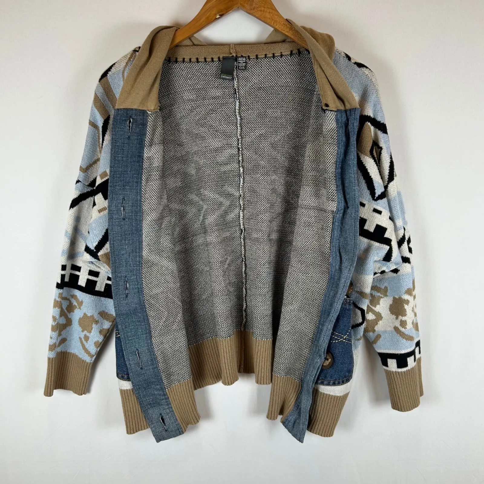 Shannon Passero Hooded Wisdom Cardigan Sweater‎ Knit Denim Pocket Womens OS Blue Size undefined - Image 3
